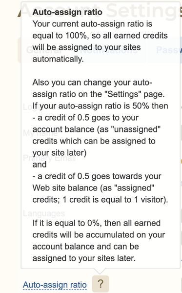 описание распределения кредитов Easyhits4u