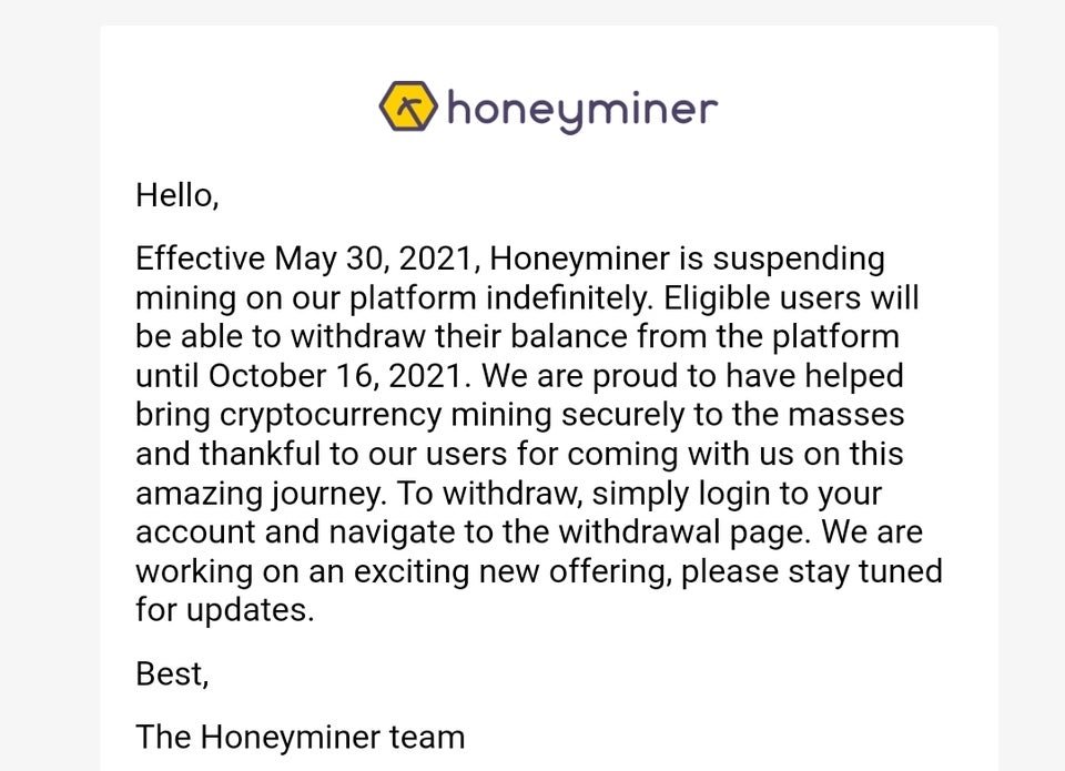 honeyminer не работает